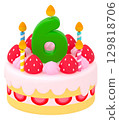Birthday cake with number 6 129818706