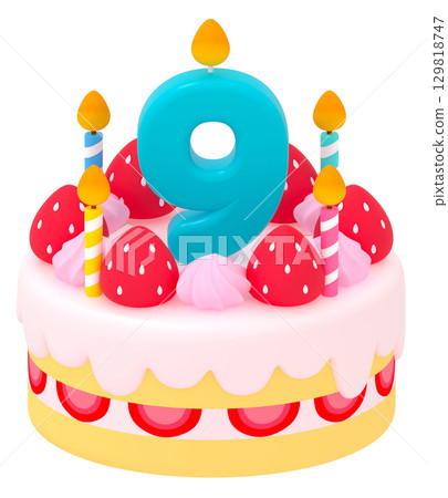 Birthday cake with number 9 129818747