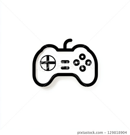 Minimalist game controller illustration on white background. 129818904