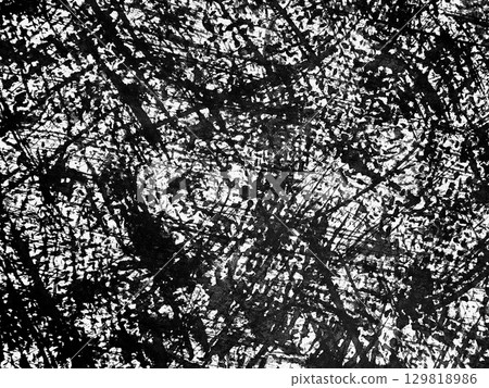 Texture of black and white abstract art created by intricate lines and patterns on a surface 129818986