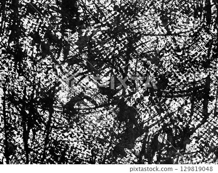 Black and white abstract texture created with dynamic brush strokes and splatters during an art studio session in the afternoon 129819048