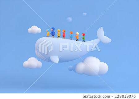 孩子們騎著鯨魚(動畫風格) 孩子們騎著鯨魚(動畫風格) 129819076