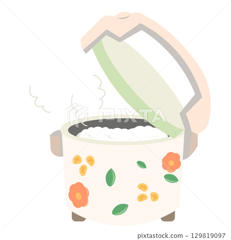 復古花卉電鍋煮飯的插圖 復古花卉電鍋煮飯的插圖 129819097