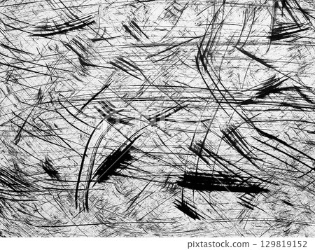 Abstract black and white texture with dynamic lines and strokes created by various materials on a surface Abstract black and white texture with dynamic lines and strokes created by various materials on a surface 129819152