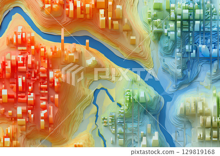 Urban earthquake hazard map image (3D)-2 129819168