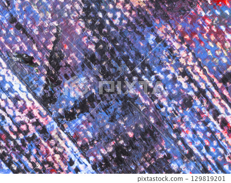 Abstract texture featuring vibrant blue and red colors blended together in an intricate pattern with visible strokes and layering Abstract texture featuring vibrant blue and red colors blended together in an intricate pattern with visible strokes and layering 129819201