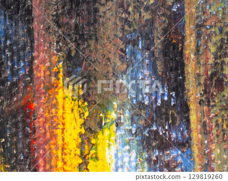 Colorful abstract texture created with vibrant brush strokes and layered paint variations during an artistic session Colorful abstract texture created with vibrant brush strokes and layered paint variations during an artistic session 129819260