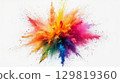 A vivid burst of colors emerges, blending yellow, red, blue, and pink in an artistic explosion that captivates the viewer with its dynamic energy and creativity 129819360
