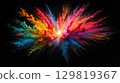 Bright colors burst from a central point, creating an explosion of hues against a black background. The artwork conveys a sense of movement and dynamism, suggesting creativity 129819367