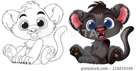 Adorable Baby Lion Illustration 129819399