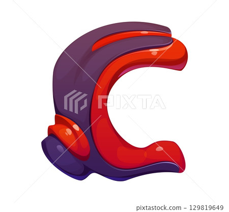 Car racing sport font driver glove letter C. Auto speed motorsport typeset sign, bike road racing competition isolated vector latin type letter. Car race rally kids ABC font symbol 129819649