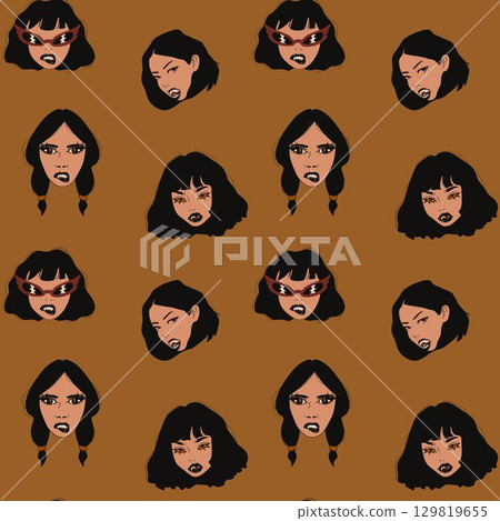 seamless, pattern, woman 129819655