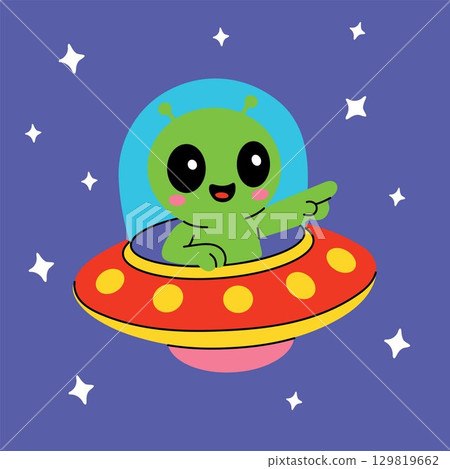 cartoon, ufo, space 129819662