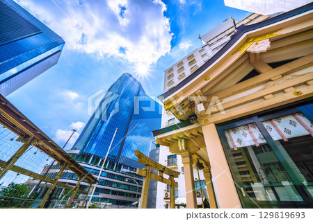 Tokyo cityscape in Japan, including Inari Shrine in front of Takanawa Gateway City 129819693