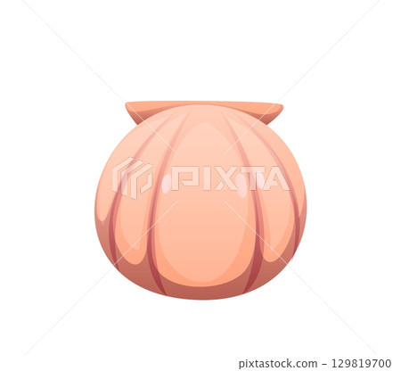 Cartoon underwater font sea clam shell punctuation period sign. Sea creature ABC font punctuation sign, underwater life shell isolated vector typeset element or ocean nature alphabet special symbol 129819700