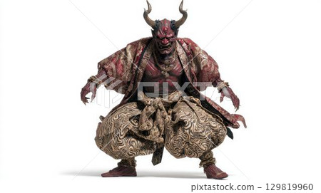 這名身披金飾的紅色惡魔擺出一副咄咄逼人的姿態，散發著令人生畏的氣息。 129819960