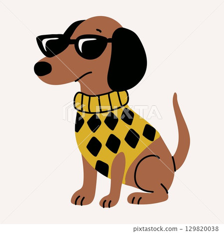 dachshund, dog, cartoon 129820038