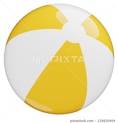 3D beach ball yellow 3D beach ball yellow 129820404