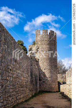 Castle and Igreja Matriz cemetery in Santiago do Cacem, Alentejo, Portugal Castle and Igreja Matriz cemetery in Santiago do Cacem, Alentejo, Portugal 129820726