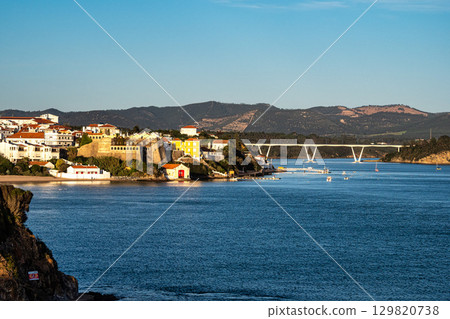 Sao Clemente fort in Vila Nova de Milfontes, Portugal at sunset. The fort is in the historical part of town Sao Clemente fort in Vila Nova de Milfontes, Portugal at sunset. The fort is in the historical part of town 129820738