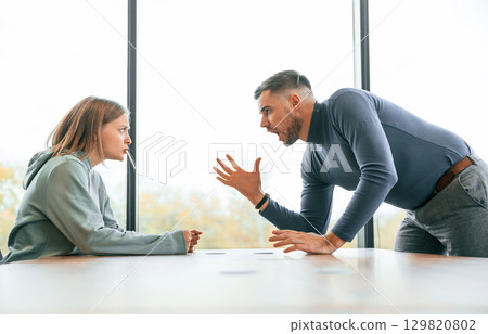 Man is screaming at his girlfriend, conception of quarrel Man is screaming at his girlfriend, conception of quarrel 129820802