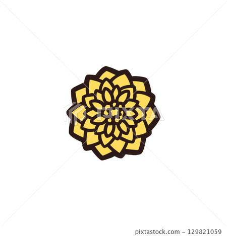 Color illustration of a single dahlia 129821059