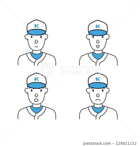 High school baseball player hat, 4 facial expressions High school baseball player hat, 4 facial expressions 129821132