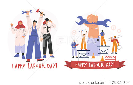 Celebrate Labour Day by honoring the diverse workforce, their skills, tools, and dedication 129821204