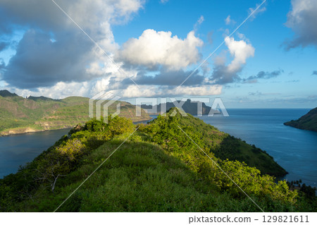 Sunset over Taipivai Bay in Nuku Hiva, French Polynesia 129821611