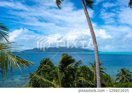 Panoramic View of Raiatea Island from Tahaa, French Polynesia 129821635