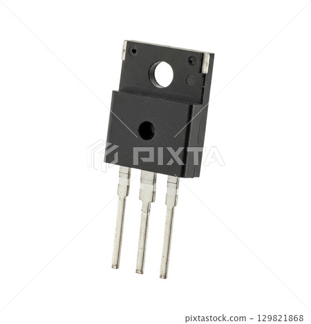 High power black transistor electronic component in a classic package for a circuit board 129821868
