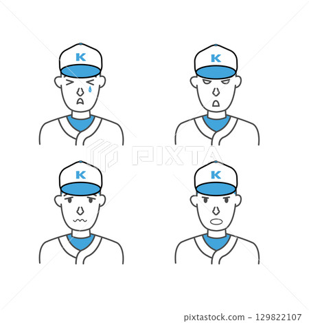 高中棒球運動員帽子 4 種表情 v2 129822107