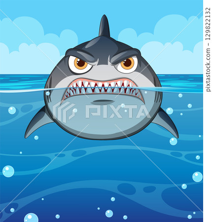 Fierce Shark in Ocean Waters 129822132