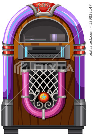 Retro Jukebox Vector Illustration with Vibrant Colors 129822147