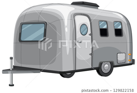 Sleek Silver Camper Trailer Vector Illustration 129822158