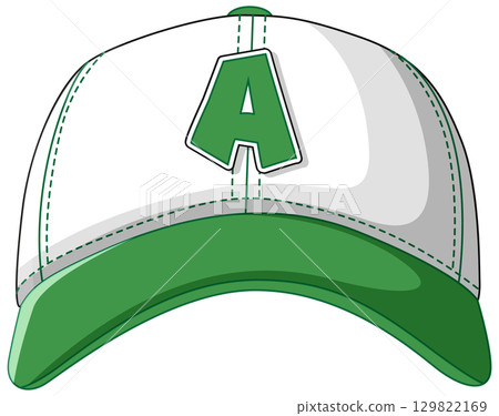Green and White Baseball Cap with Letter A 129822169