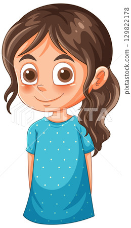 Smiling Girl in Blue Dress 129822178
