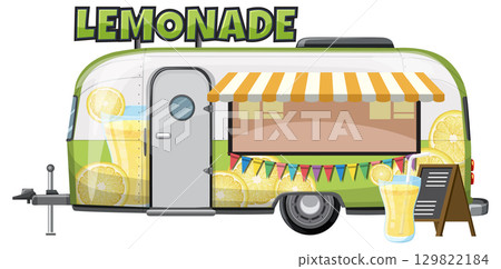 Retro Lemonade Stand Trailer with Awning and Sign Retro Lemonade Stand Trailer with Awning and Sign 129822184