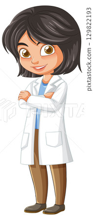 Smiling Female Scientist in White Lab Coat Smiling Female Scientist in White Lab Coat 129822193
