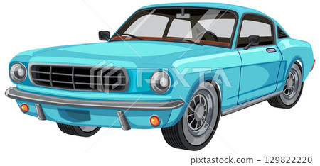 Classic Blue Car Vector Illustration 129822220