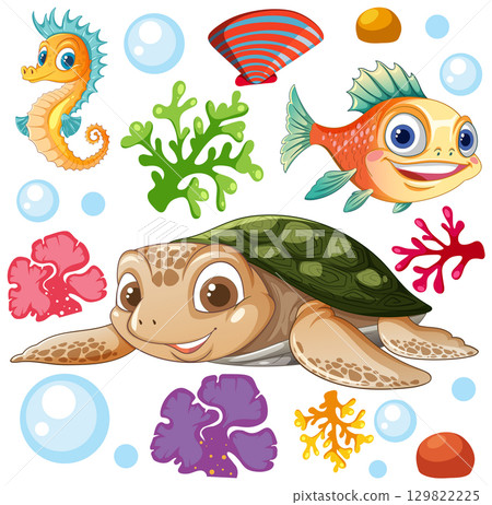 Underwater Friends and Colorful Corals 129822225