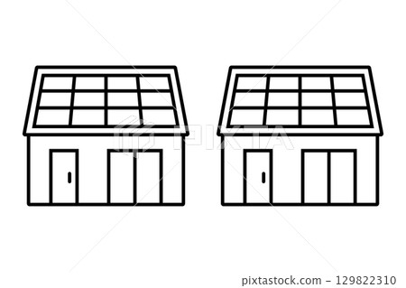 Icon of a house with solar panels on the roof 129822310