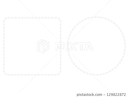 Set of square and round decorative frames made of silver snowflake decorative lines 129822872