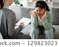 Psychologist doctor examine and listen and talking to patient with depression, mental health concept 129823023