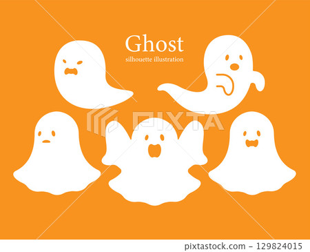 Simple ghost illustration material set Vector Halloween 129824015