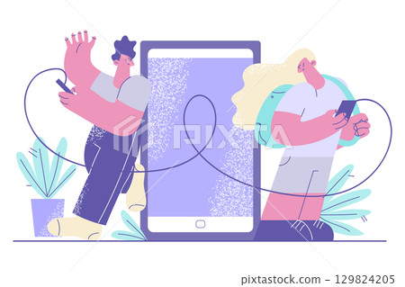 Online chatting, remote communication, technology concept 129824205