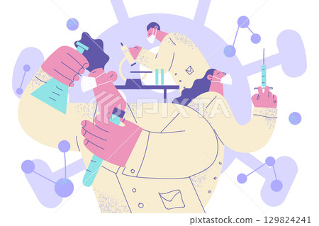 Working in chemical laboratory making research concept 129824241