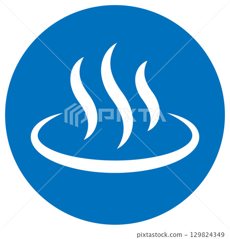Men's bath hot spring mark icon illustration simple vector material blue round 129824349