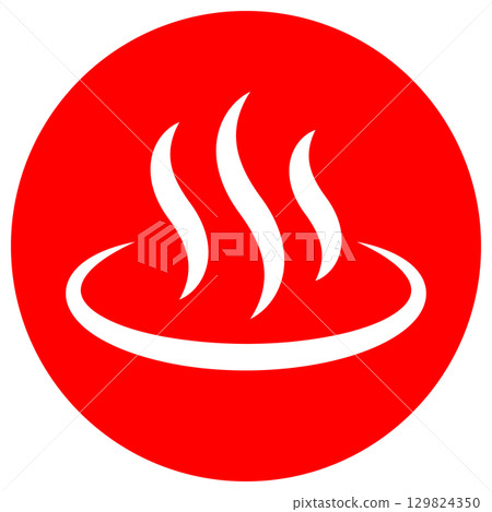 Women's bath hot spring mark icon illustration simple vector material red round 129824350