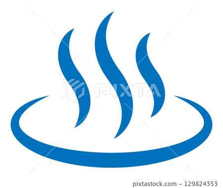 Men's bath hot spring mark icon illustration simple vector material blue 129824353
